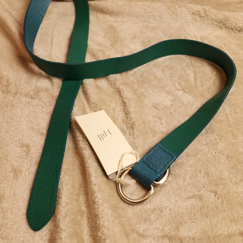 NWT J. Jill Genuine Leather Green Blue Teal D-ring Belt‎ 46